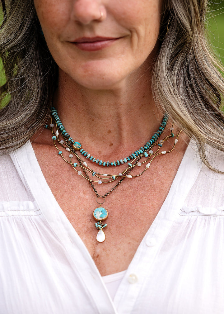 Transcend 16-18" Turquoise Bezel Simple Necklace