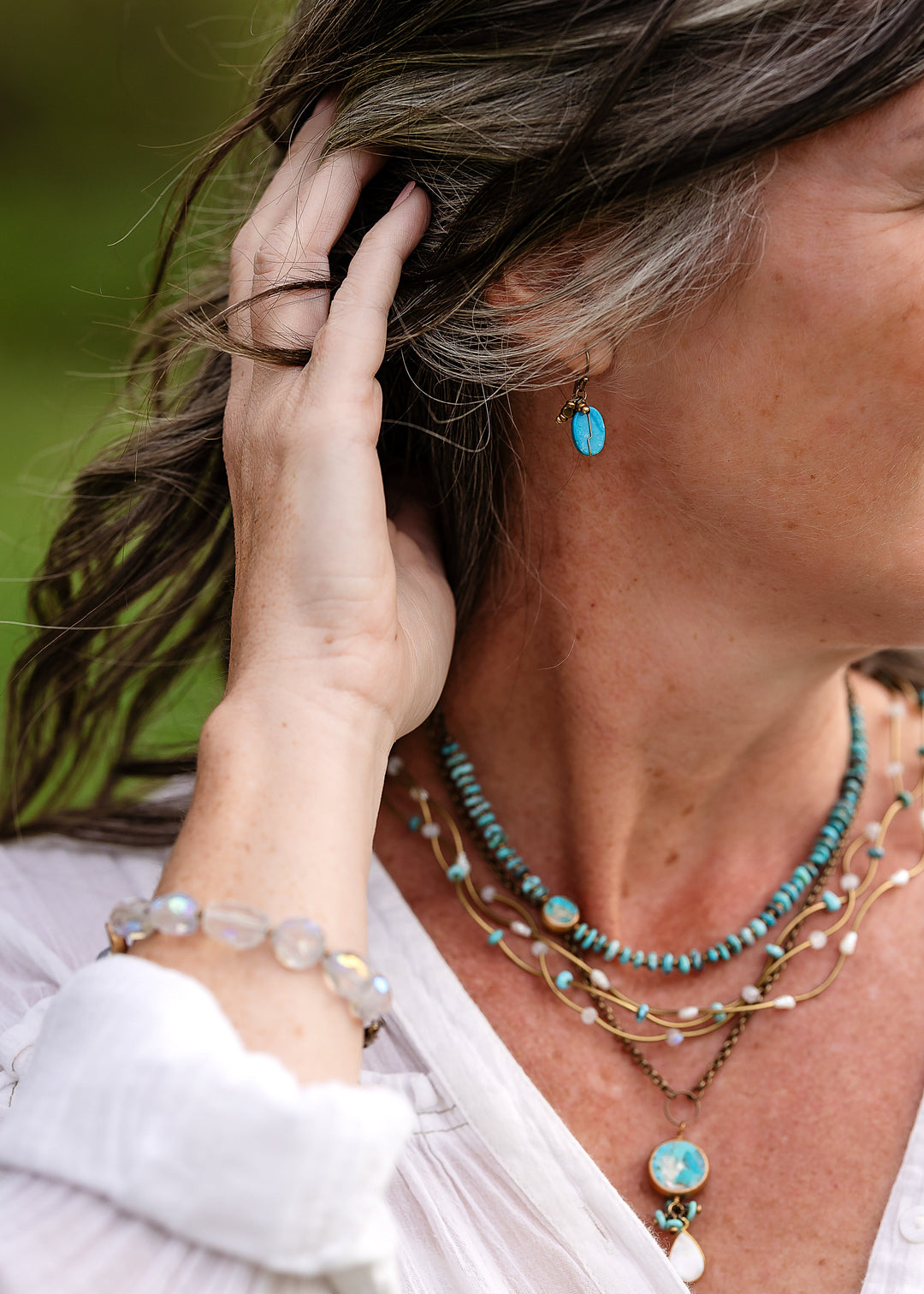 Transcend Turquoise Oval Simple Earrings