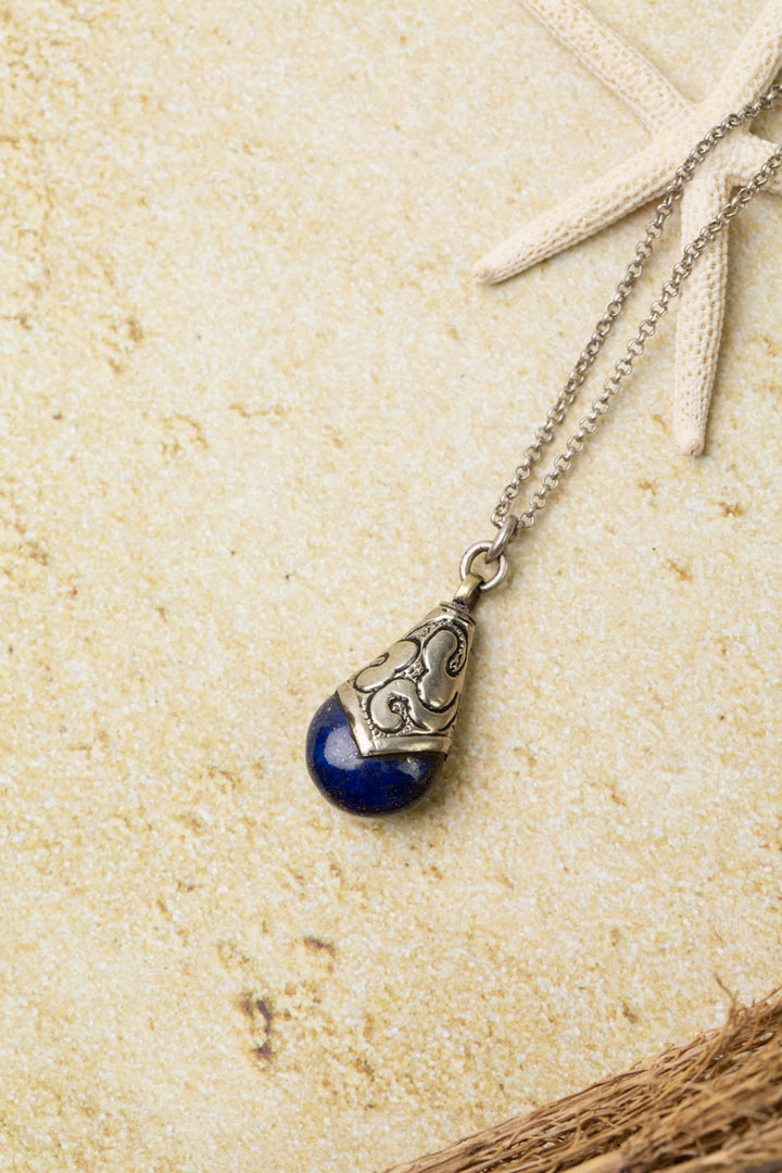 United 16-18" Lapis Lazuli Drop Pendant Simple Necklace