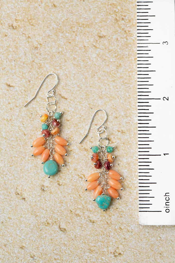 Unity Spiny Oyster With Natural Turquoise Cluster Earrings