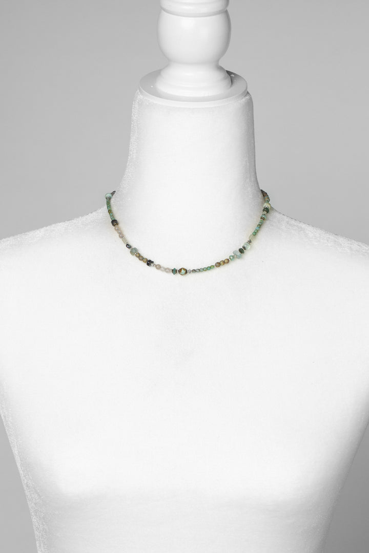 Venetian Dreams 15-17" Peruvian Opal, Fluorite, Czech Glass, Roman Glass, Freshwater Pearl Collage Necklace