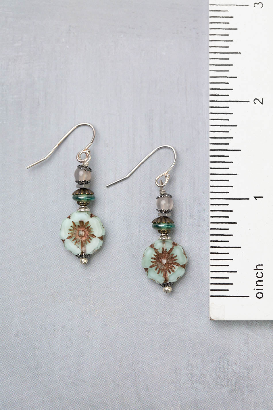 Venetian Dreams Czech Glass Aqua Flower Simple Earrings