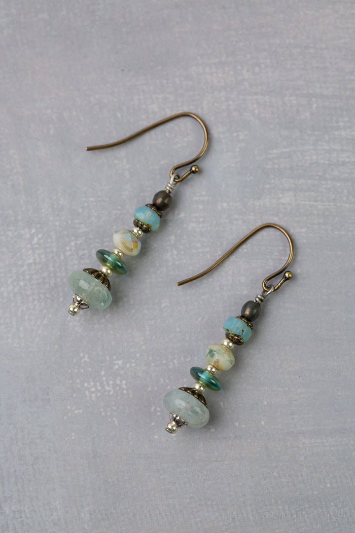 Venetian Dreams Czech Glass With Aquamarine Simple Earrings