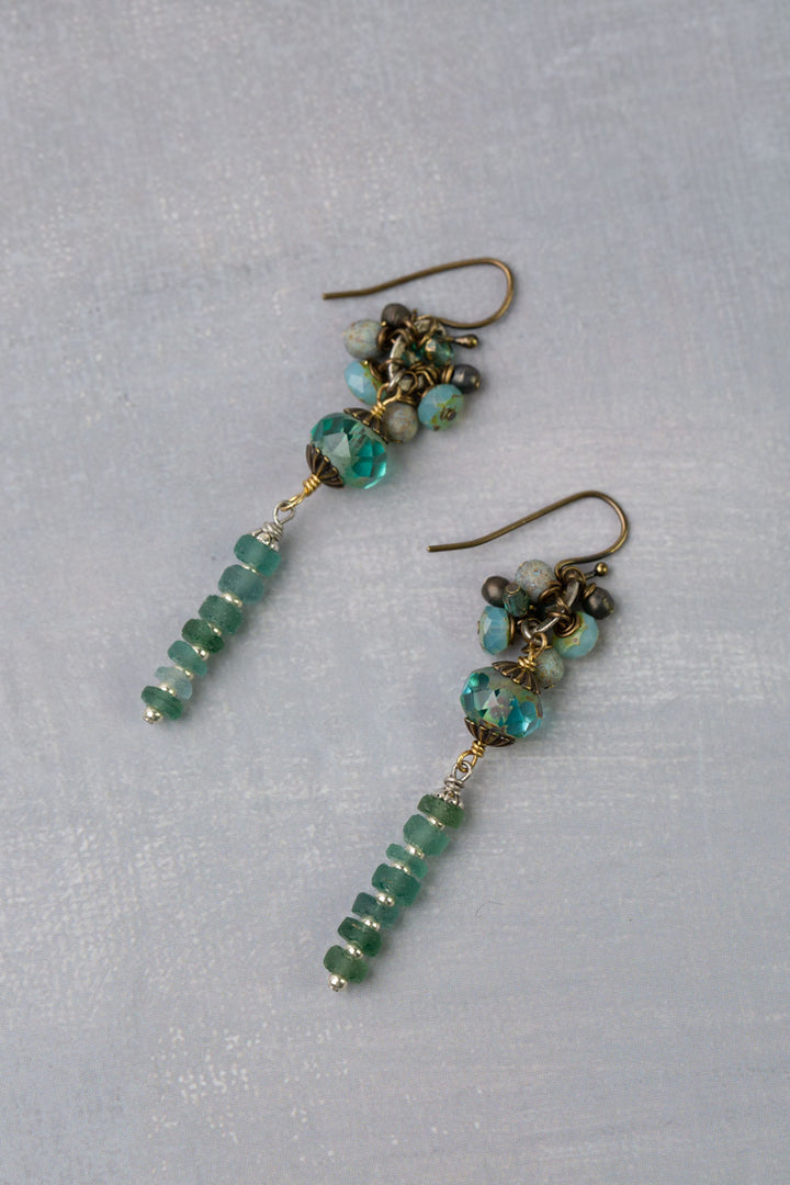 Venetian Dreams Roman Glass With Czech Glass Dangle Earrings
