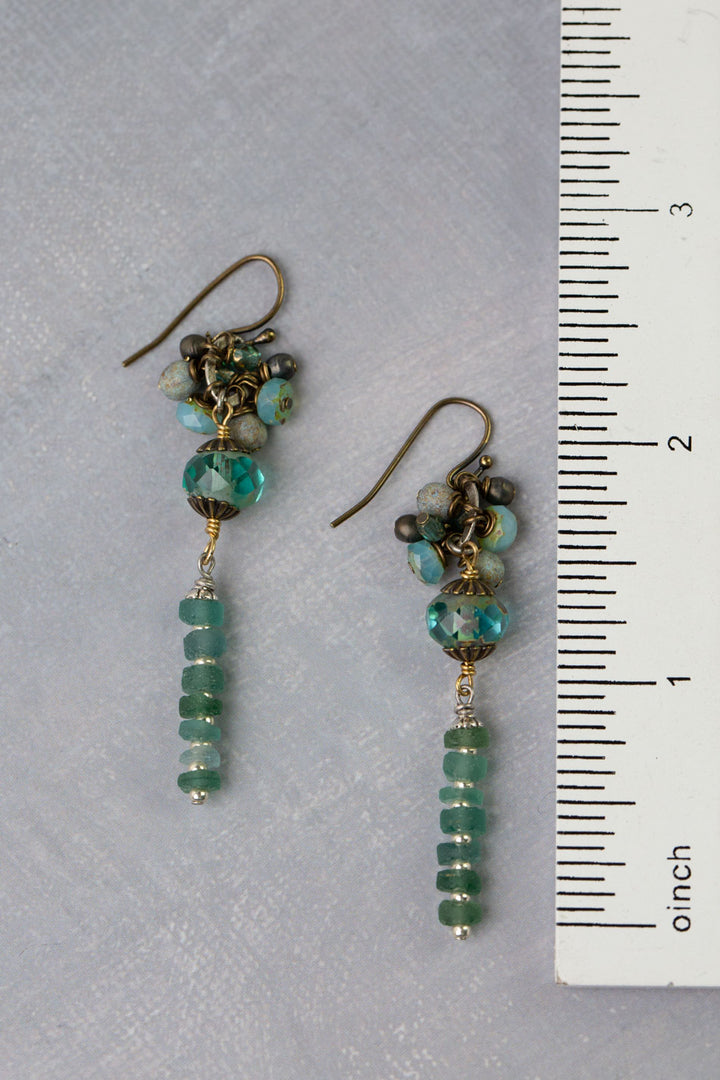 Venetian Dreams Roman Glass With Czech Glass Dangle Earrings