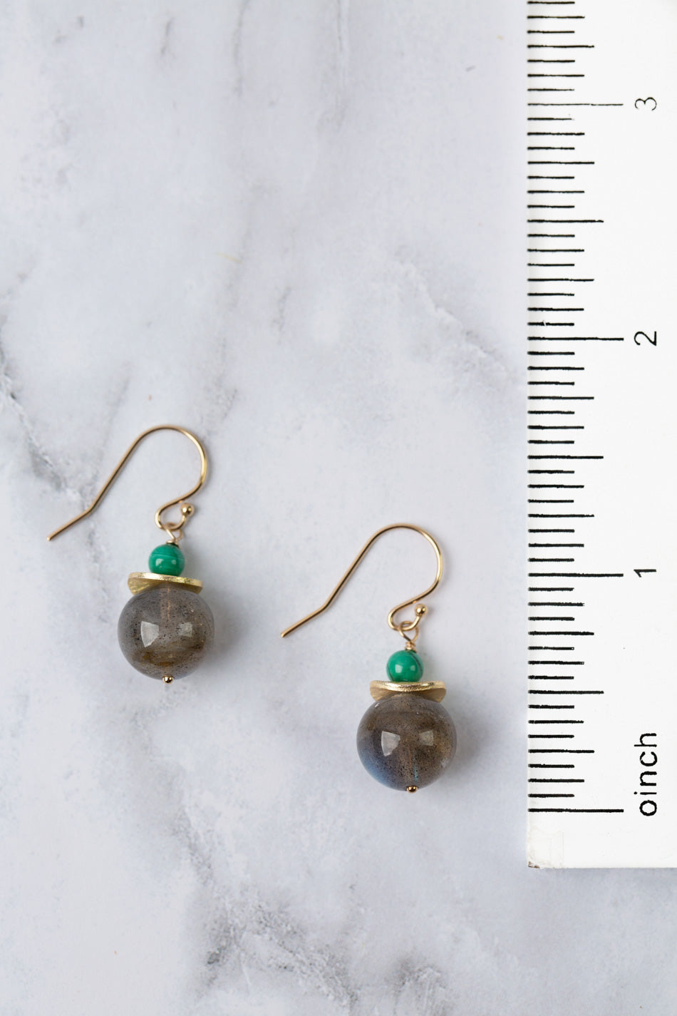 Verdant Malachite With Labradorite Simple Earrings