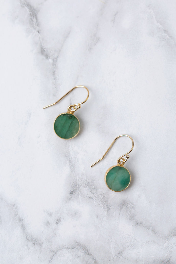 Verdant Gold Filled Emerald Slice Pendant Simple Earrings