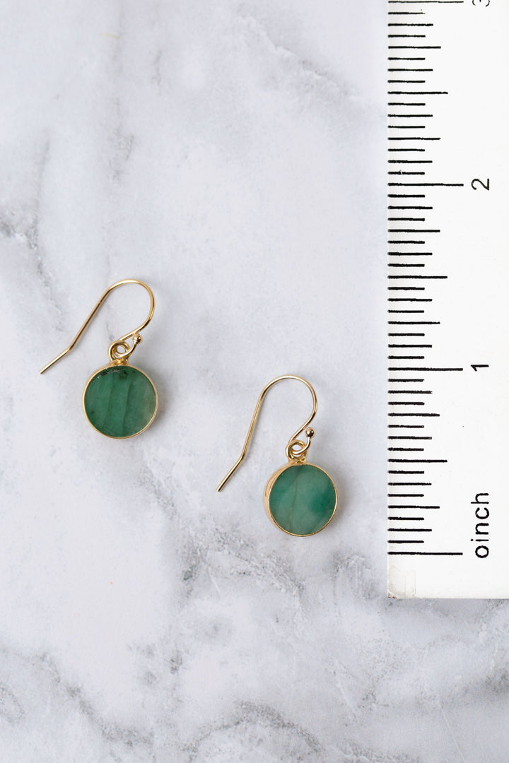 Verdant Gold Filled Emerald Slice Pendant Simple Earrings