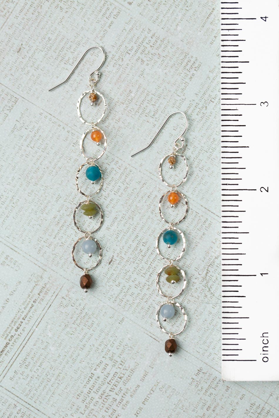 Vitality Apatite, Czech Glass, Heishe Dangle Earrings