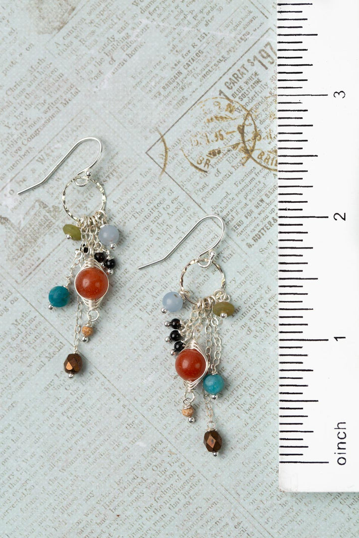 Vitality Agate, Apatite Cluster Earrings