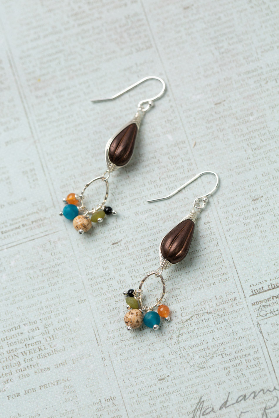 Vitality Czech Glass Herringbone Earrings