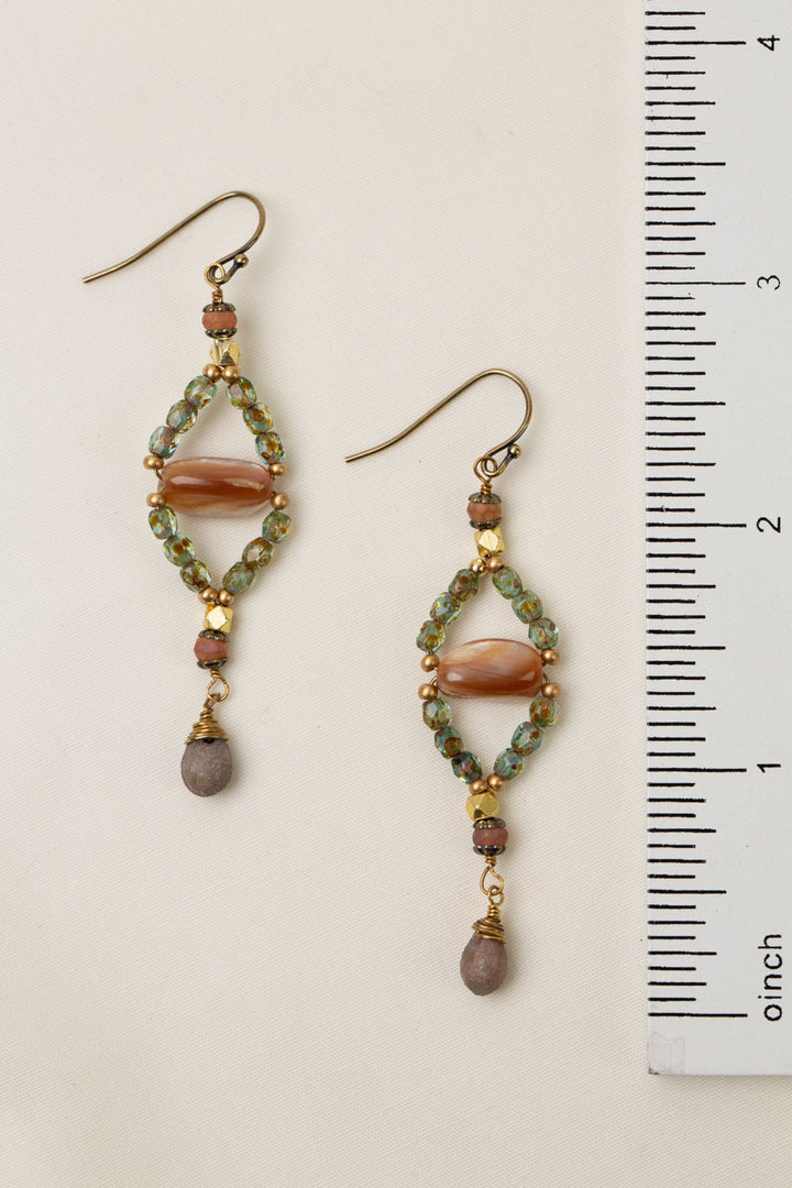 Wildflower Czech Glass With Abalone Shell Statement Earrings