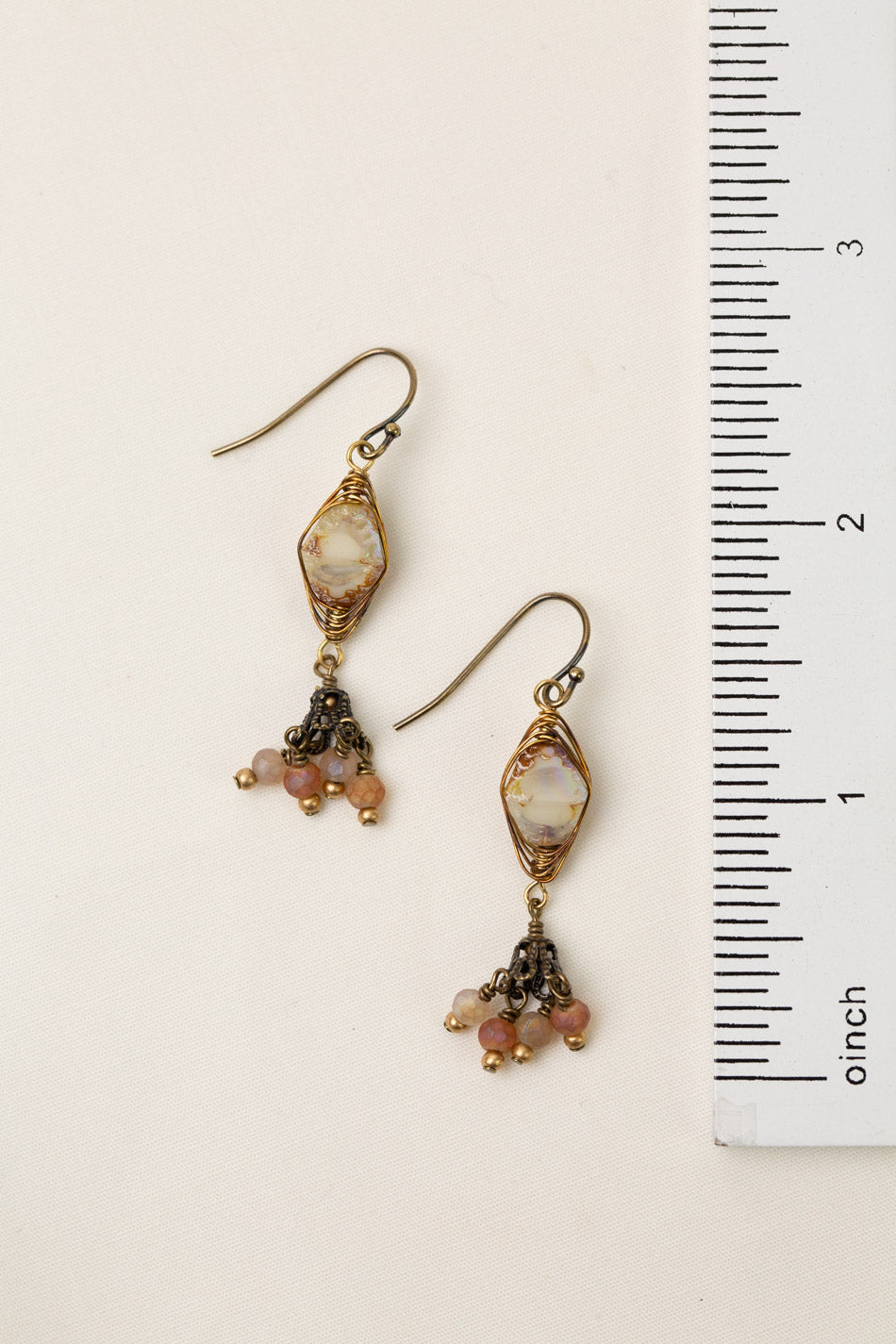 Wildflower Faceted Crystal With Czech Glass Herringbone Earrings