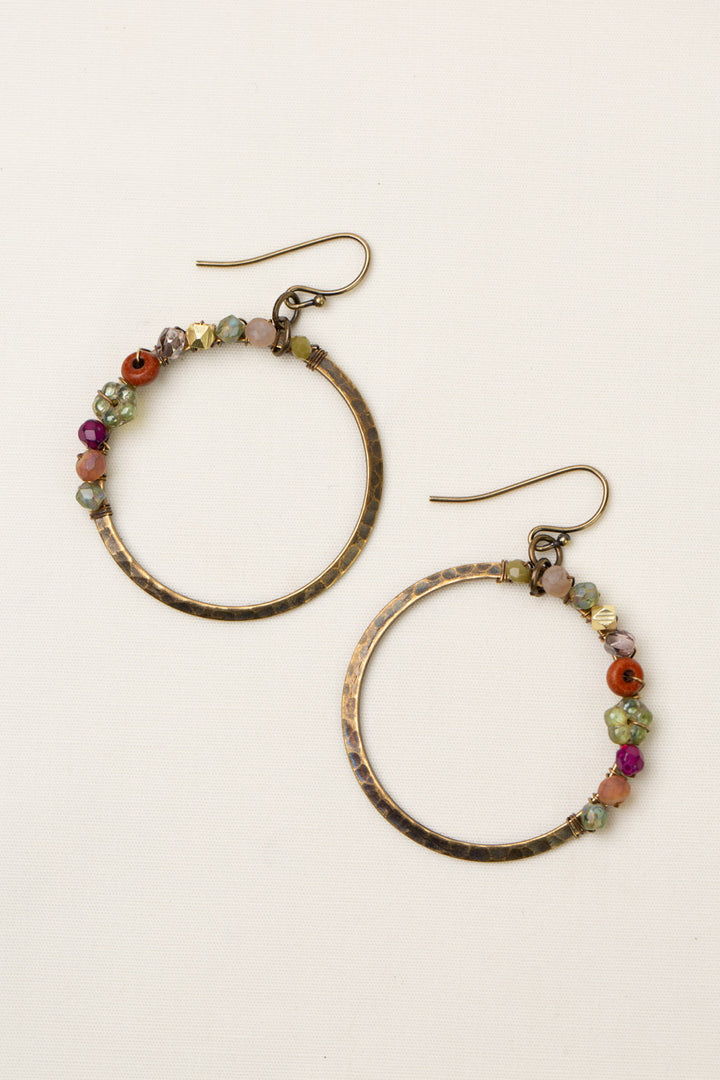 Wildflower With Czech Glass Hoop Earrings