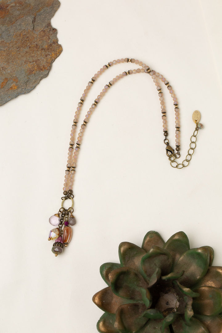 Wildflower 17-19 Crystal With Czech Glass, Amethyst Briolette, And Shell Cluster Necklace