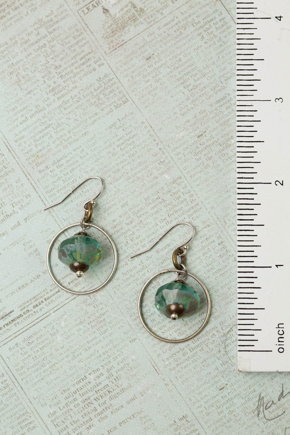 Wisdom Within Turquoise Prism Cut Czech Glass Hoop Earrings