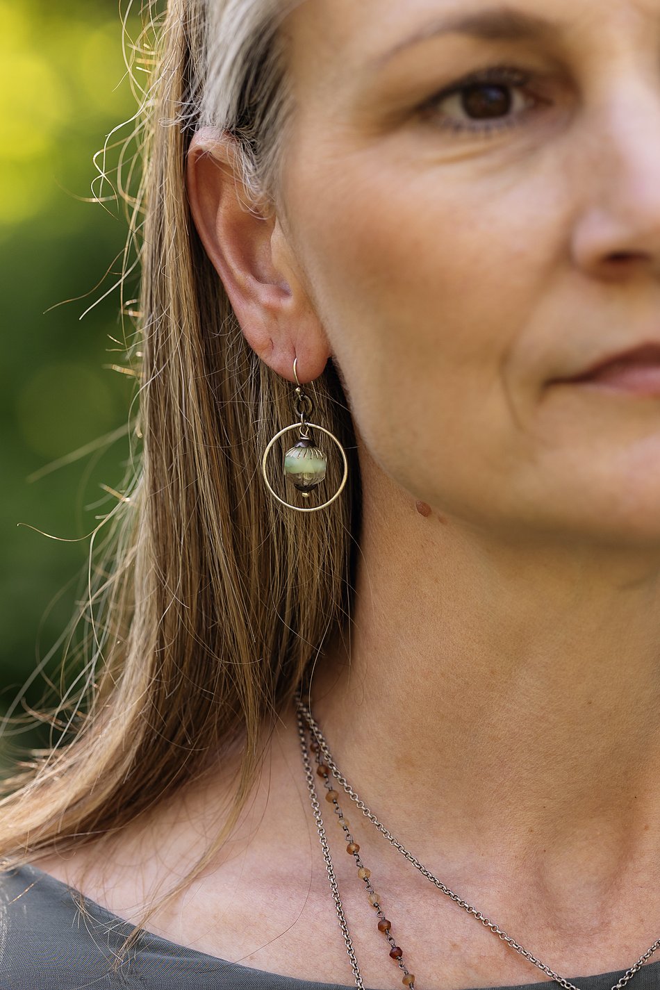 Wisdom Within Turquoise Prism Cut Czech Glass Hoop Earrings