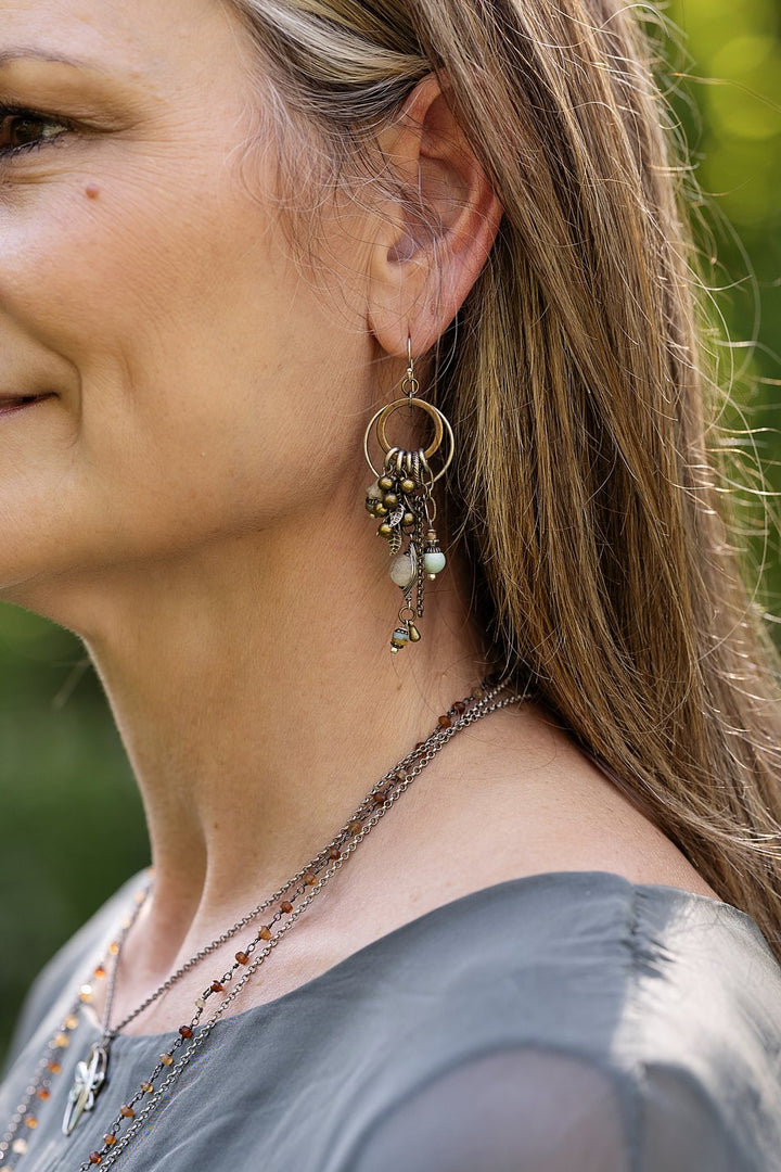 Wisdom Within Crackle Agate, Caribbean Calcite, Czech Glass Statement Earrings