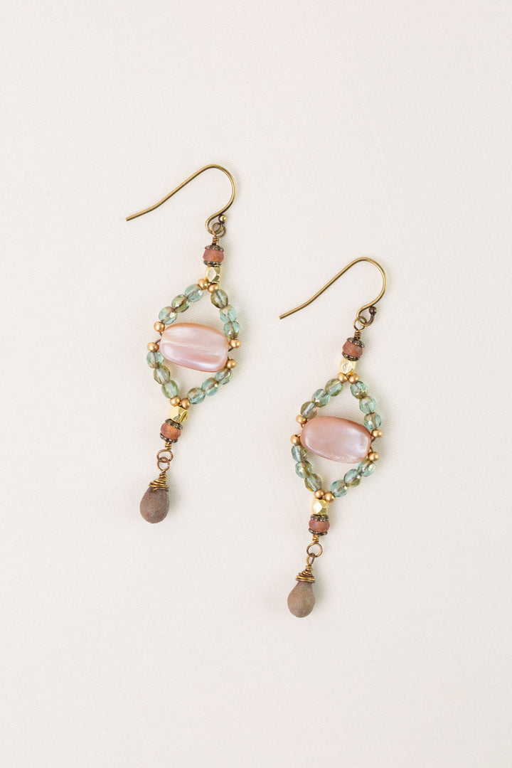 Wildflower Czech Glass With Abalone Shell Statement Earrings