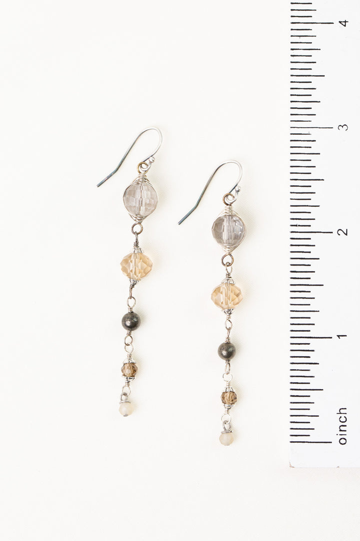 Windsor Castle Crystal, Pyrite Dangle Earrings