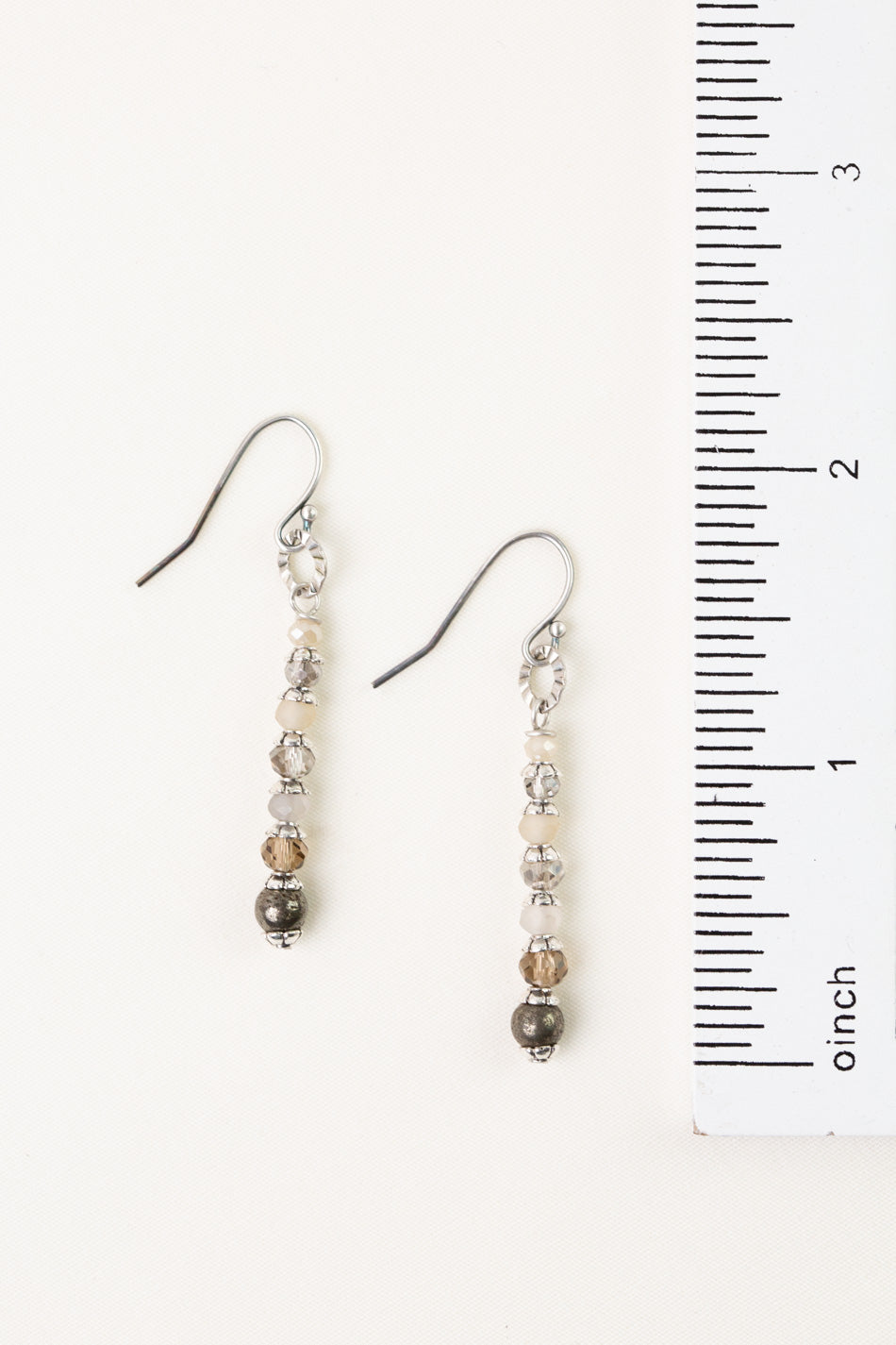 Windsor Castle Antique Silver Finding, Pyrite, Crystal Simple Earrings