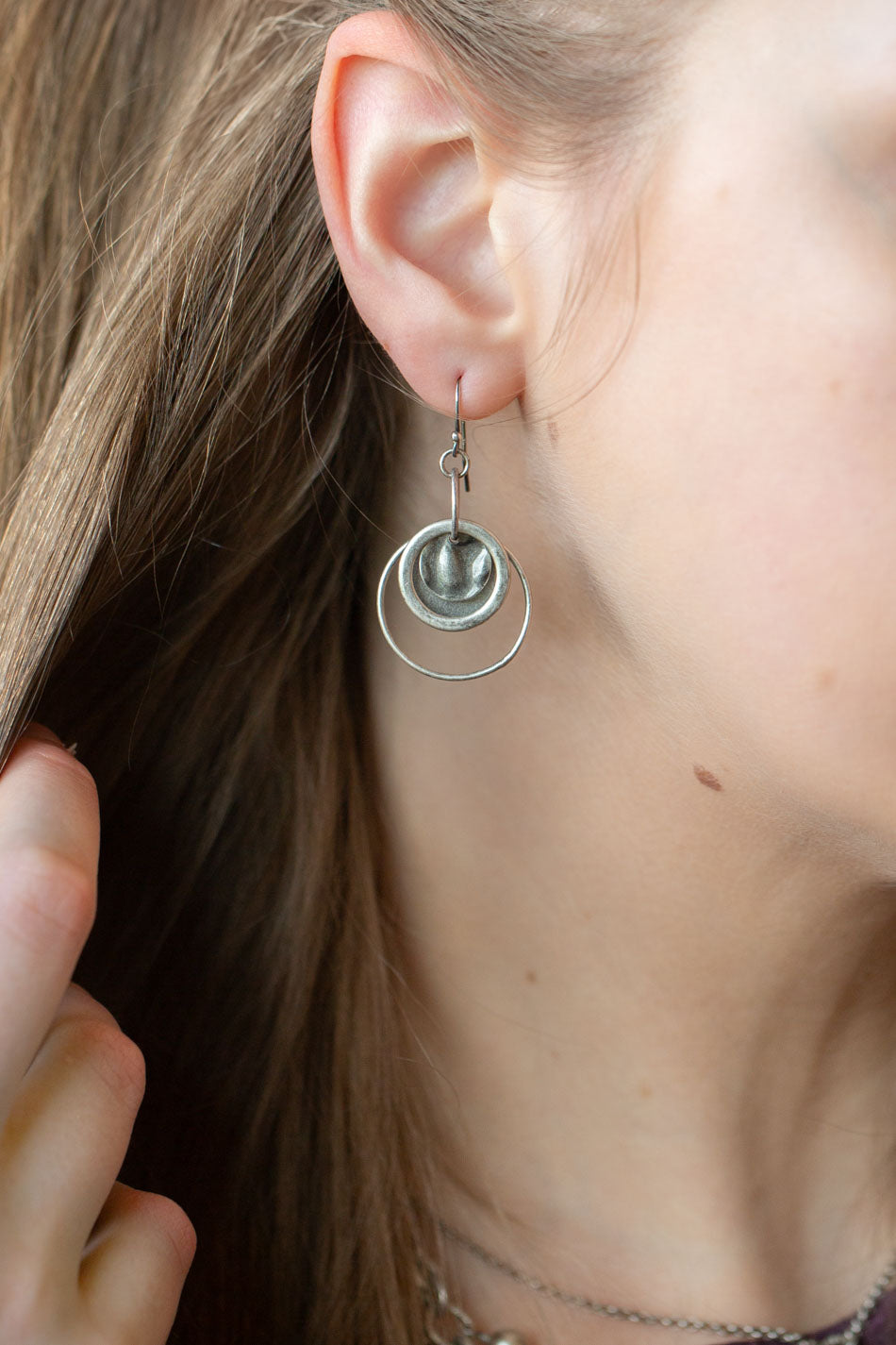 Windsor Castle Antique Silver Findings Hoop Earrings