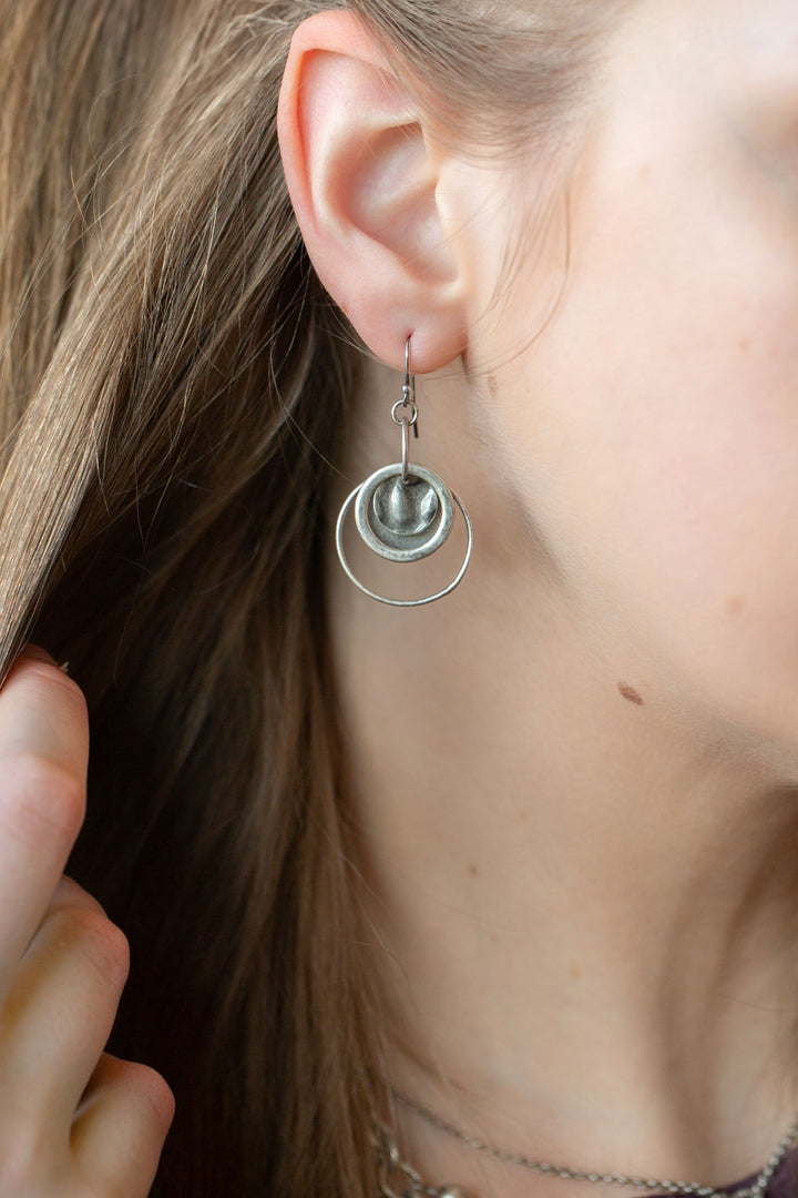 Windsor Castle Antique Silver Findings Hoop Earrings