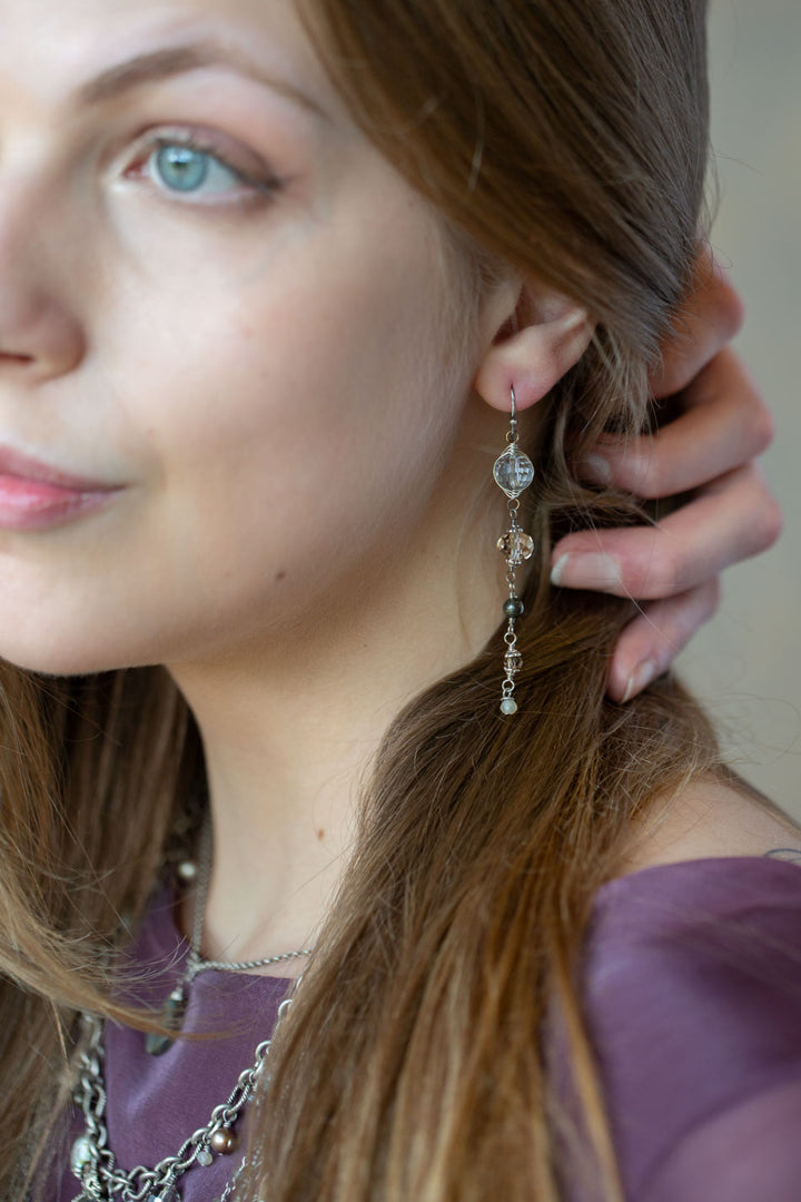 Windsor Castle Crystal, Pyrite Dangle Earrings