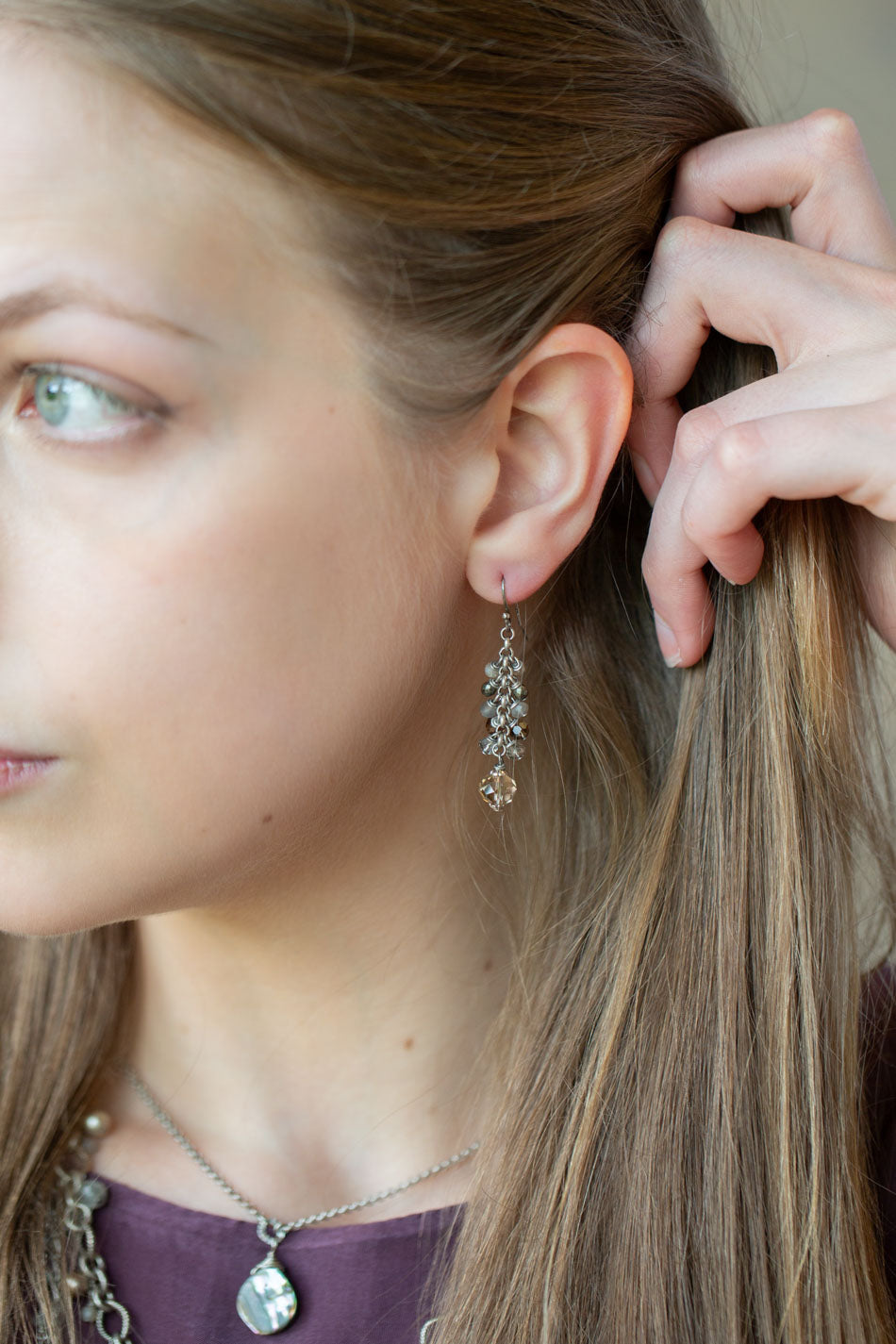 Windsor Castle Crystal, Pyrite Cluster Earrings
