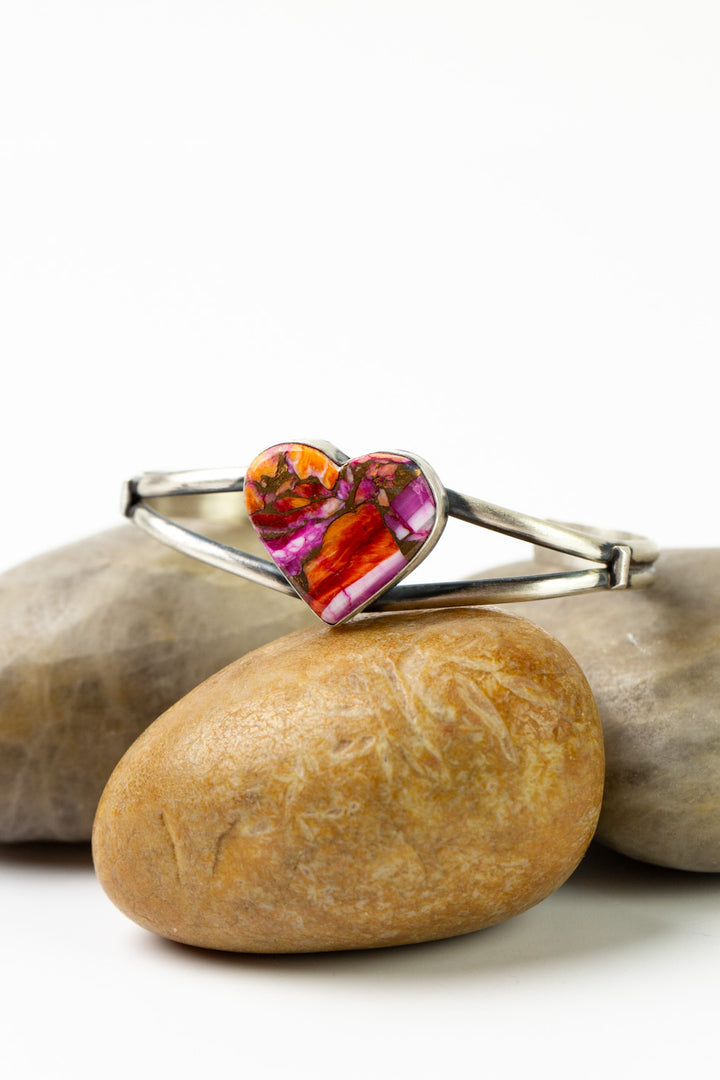 D. S. 6.5" Pink Dahlia Statement Bracelet