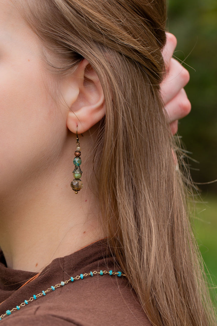 Rustic Creek Czech Glass Stacked Simple Earrings