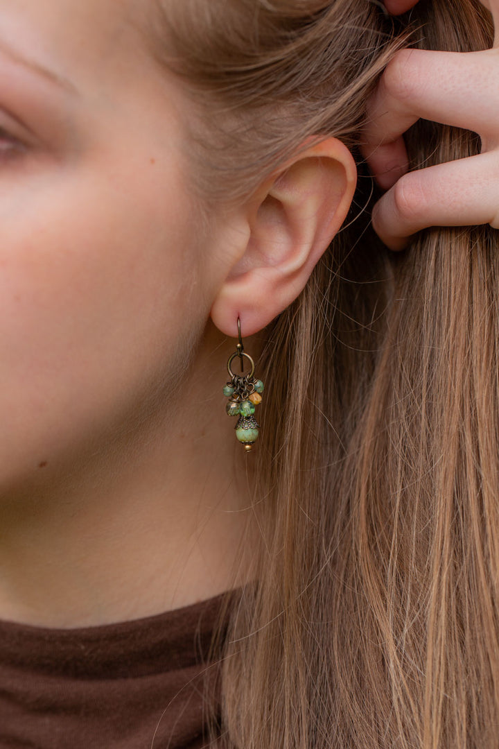 Rustic Creek Czech Glass Cluster Earrings