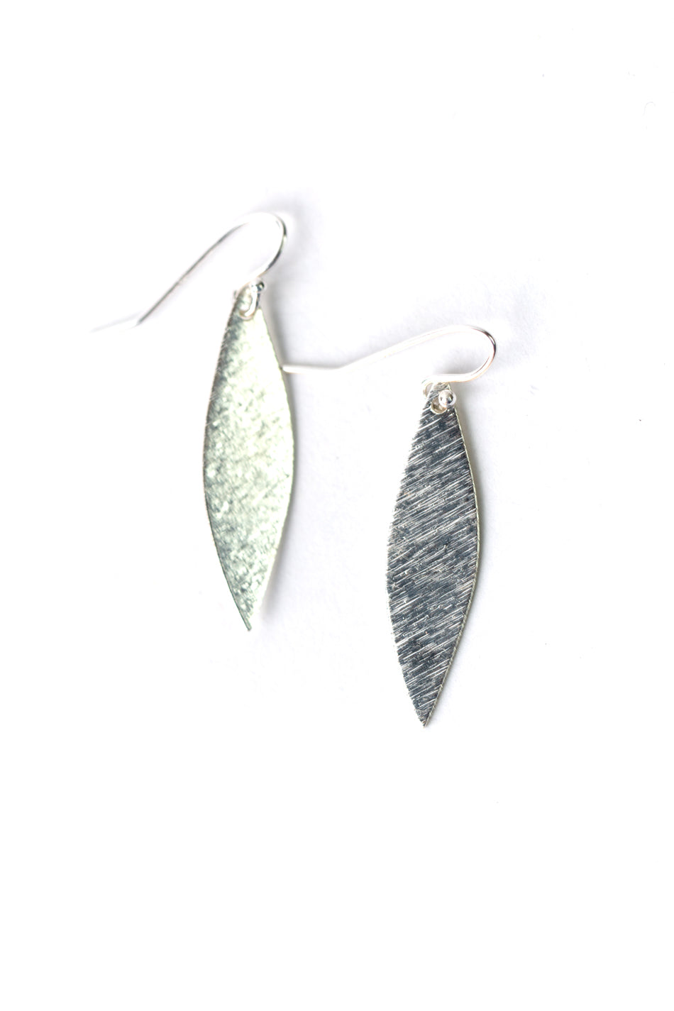 Brushed Silver Marquis Statement Earrings