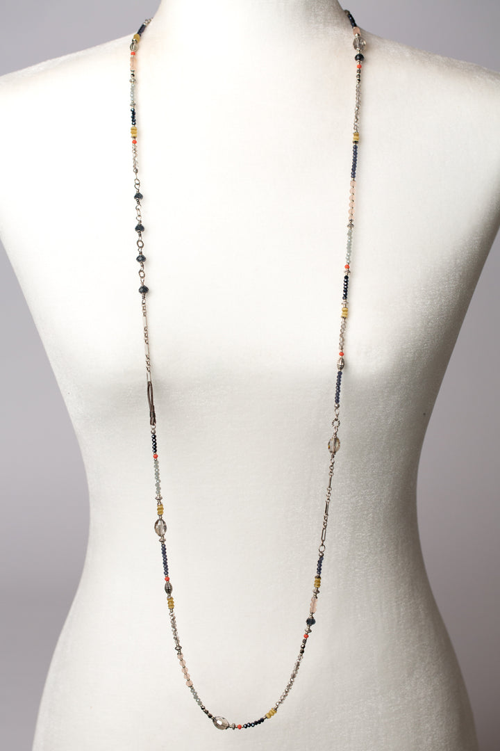 Dusk 47-49" Crystal, Golden Cat's Eye Collage Necklace