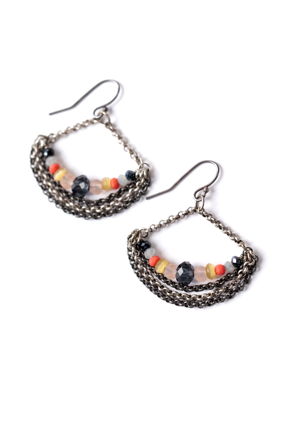 Dusk Golden Cat's Eye, Crystal Statement Earrings