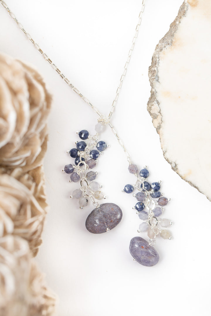 Ethereal 26.5" Iolite With Sodalite Cluster Lariat Necklace