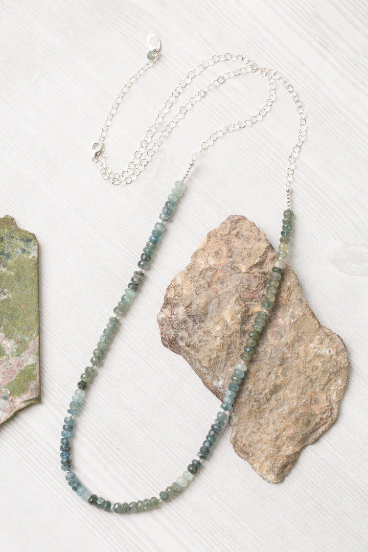 Resilience 31-33" Green Moss Aquamarine Layer Necklace