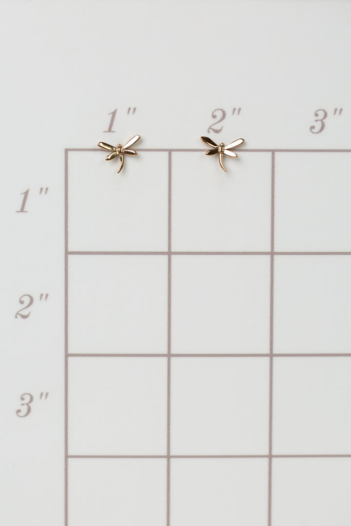 Sentiment Simple Bronze Post Dragonfly Earrings